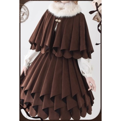 Sentaro Snowtop Lava Double-Layer Thermal Air Fur Collar Cape and Skirt(6 Colours/Full Payment Without Shipping)